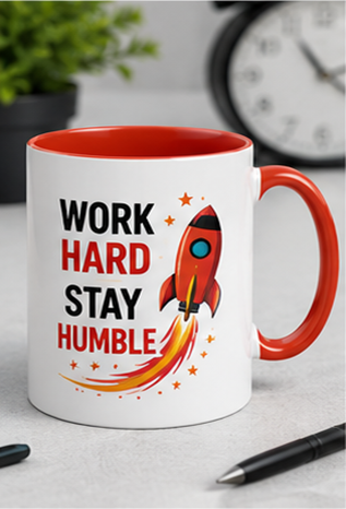 Work Hard Stay Humble custom business mug — red